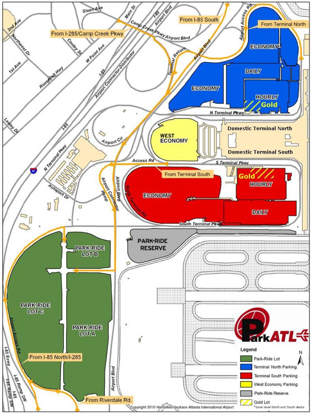 Atlanta Hartsfield estacionamento do aeroporto mapa