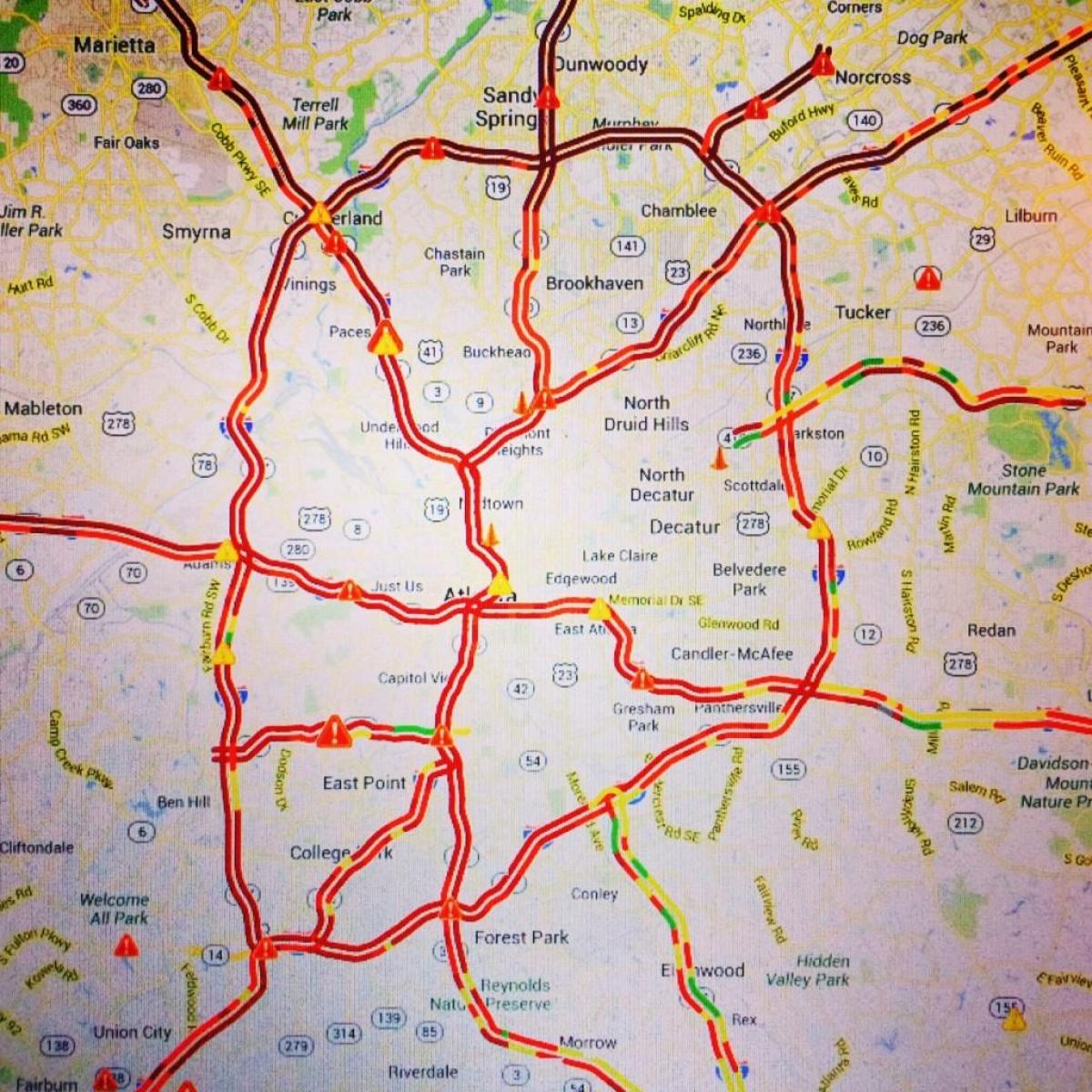 mapa de Atlanta tráfego