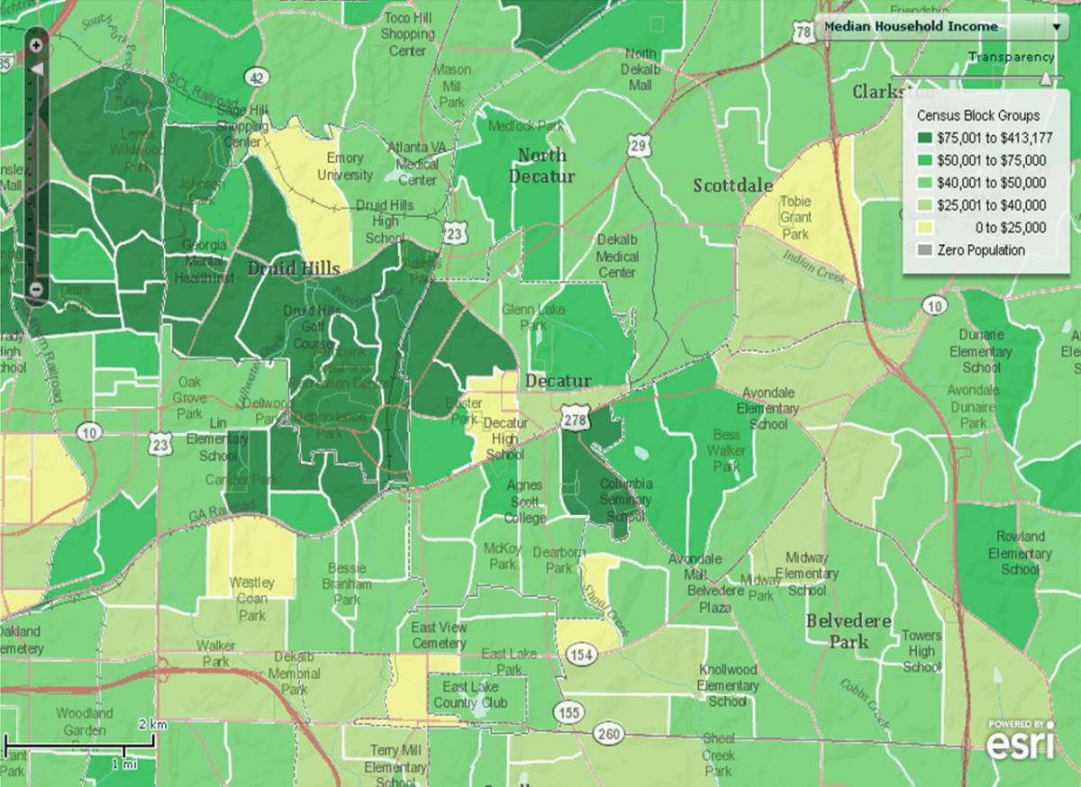 demográfica mapa de Atlanta