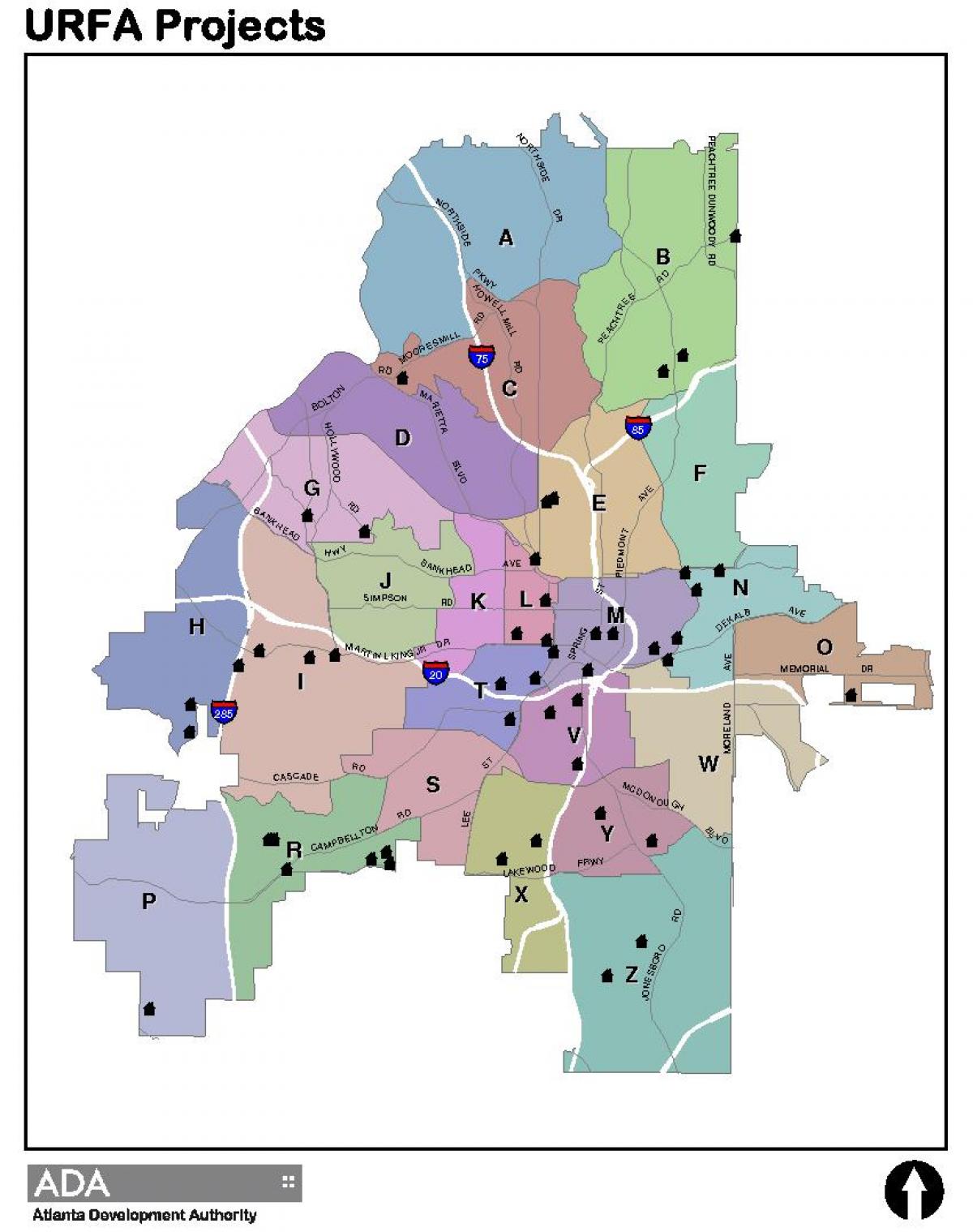mapa de Atlanta zona mapa
