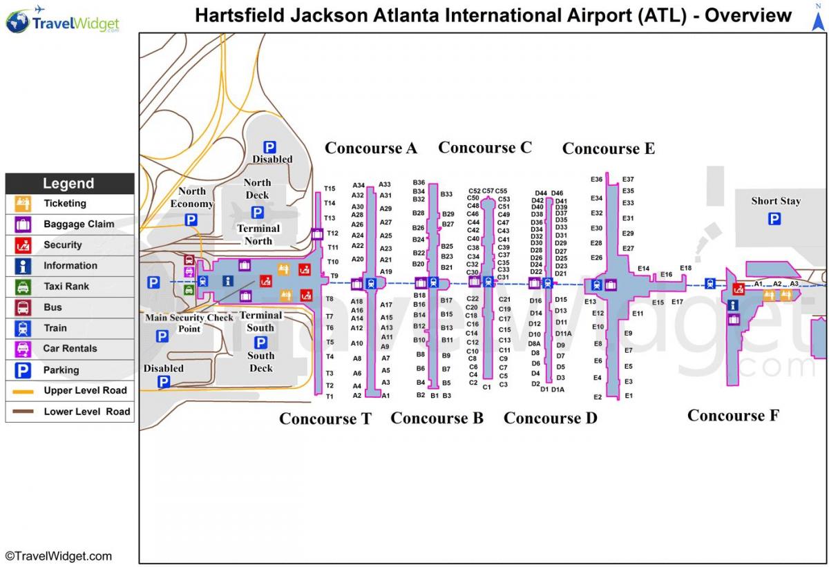 mapa de Hartsfield Jackson aeroporto