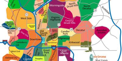 Mapa de bairros de Atlanta