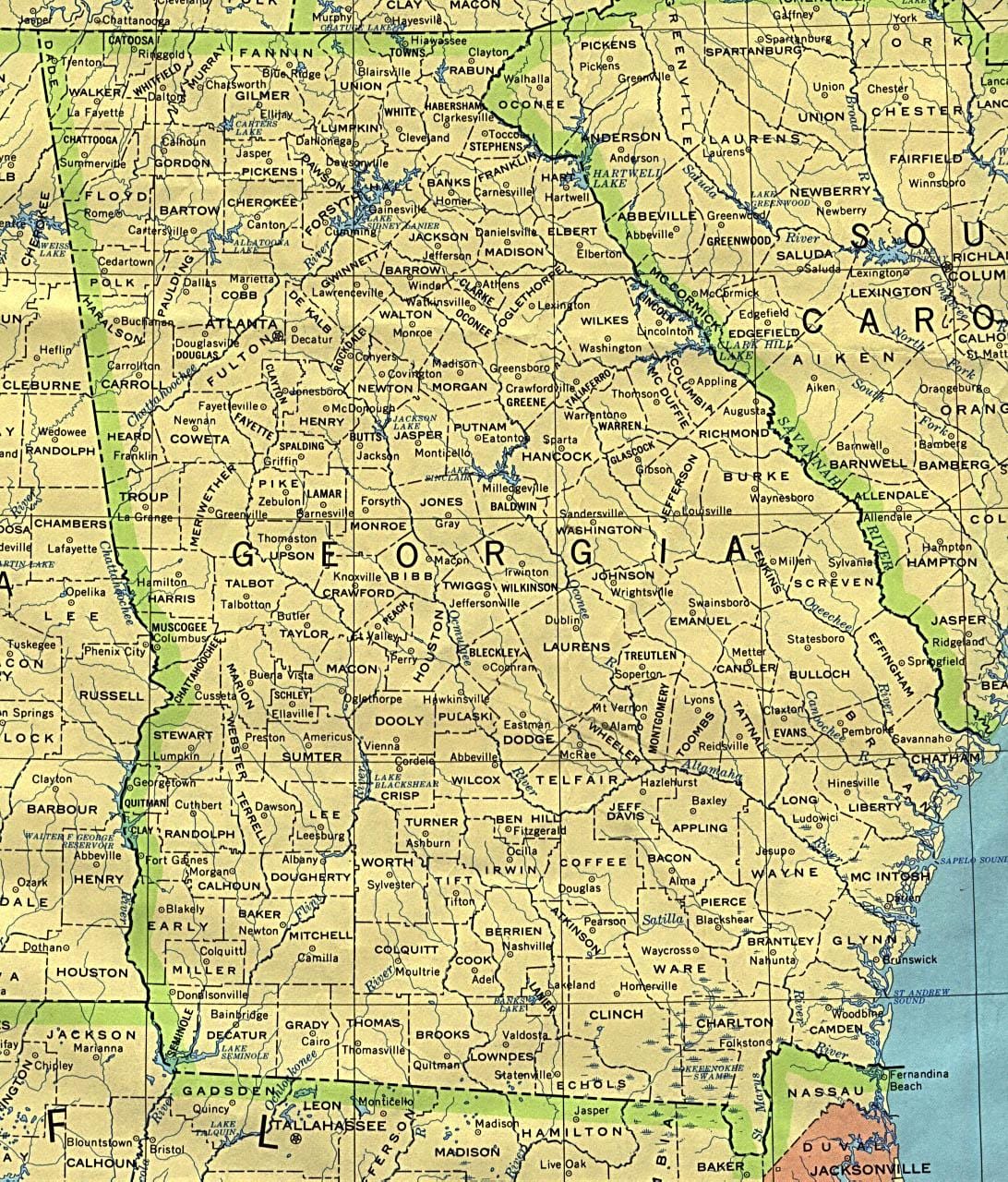 mapa da Geórgia cidades
