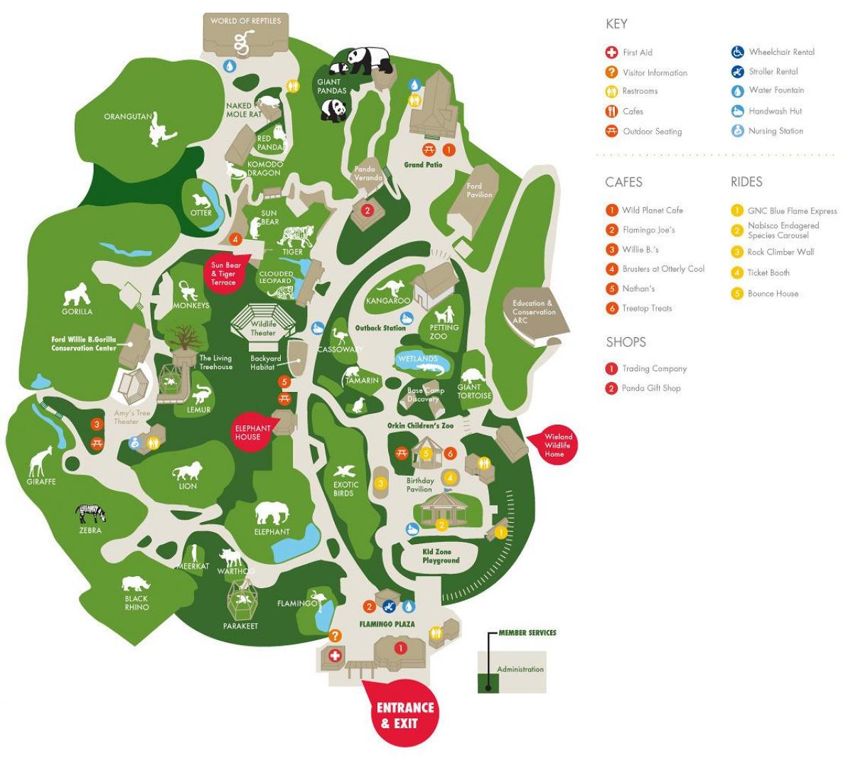 mapa do jardim zoológico de Atlanta